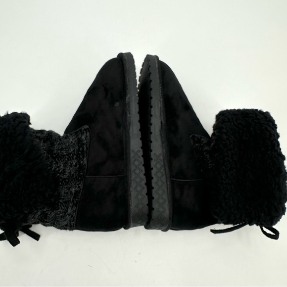 MUK LUKS Knit Boot Fold-over Mid Calf Black Marled Womens 9 Faux Fur Lined - Picture 9 of 12
